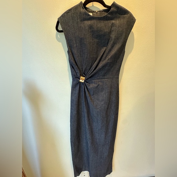 NWT, Zara Denim Dress w Gold Accent - Picture 1 of 7